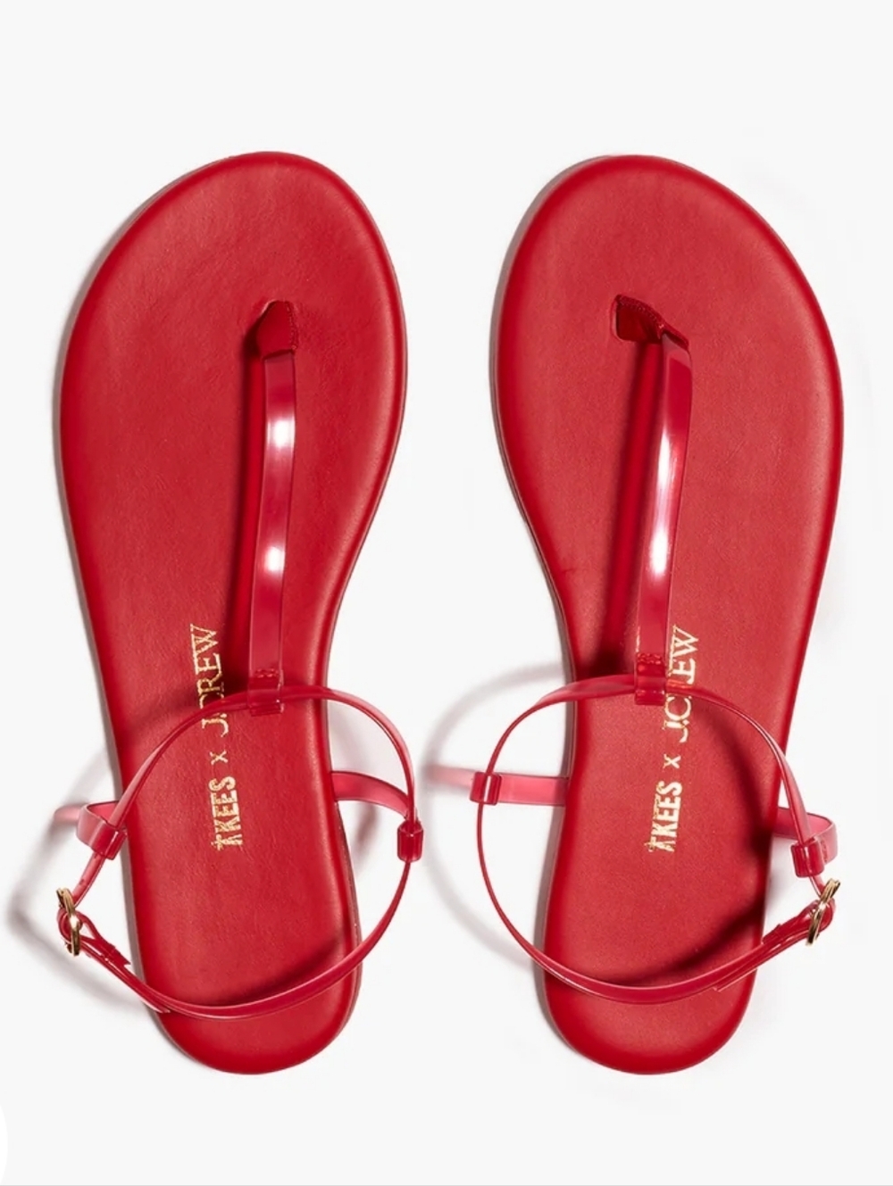 J. Crew X Tkees Mariana T Strap  Thong Sandals with Ankle Strap In Vintage Red